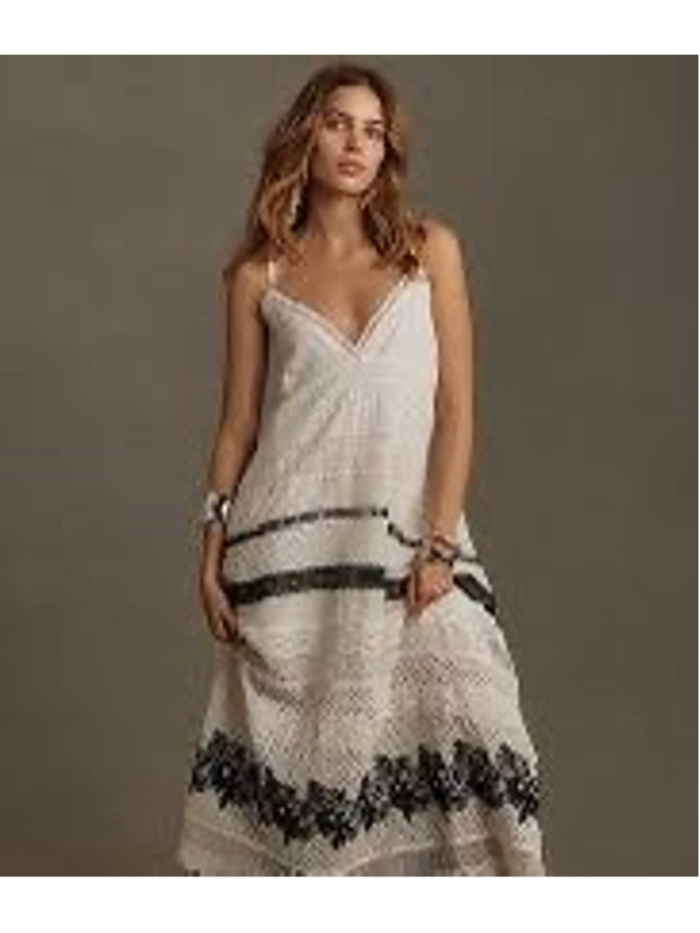 By Anthropologie Sleeveless V-Neck Lace Midi Dress Size L Boho Prairiecore